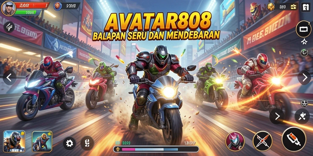Screenshot gameplay AVATAR808 menampilkan momen balapan yang mendebarkan.