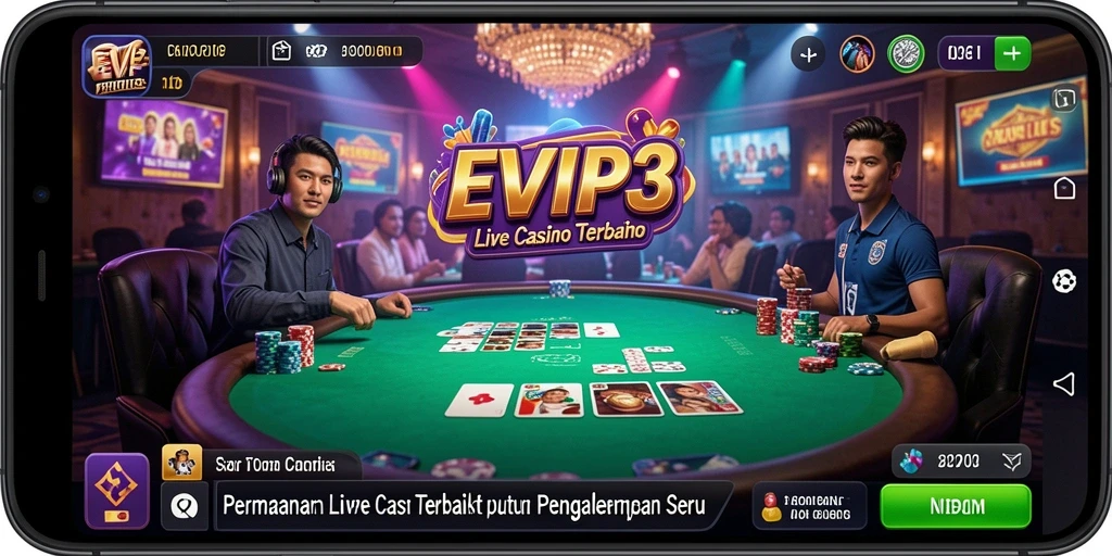 Tampilan gameplay seru di <strong>EVIP3</strong> saat bermain Live Casino.