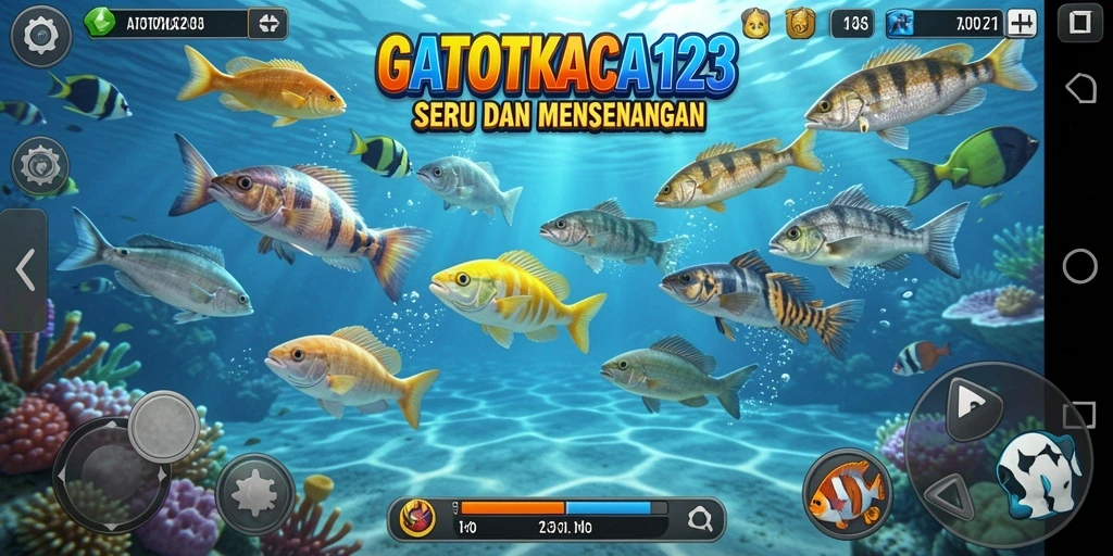 Screenshot dari gameplay GATOTKACA123 yang menampilkan aksi Tembak Ikan.