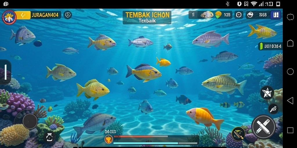 Gameplay JURAGAN404 yang seru saat menembak ikan.