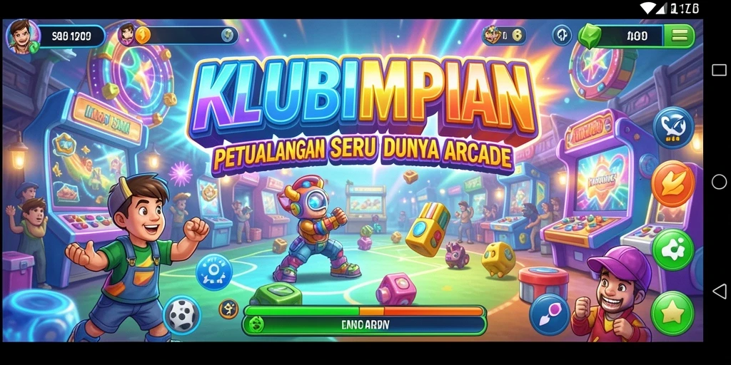 Screenshot dari gameplay KLUBIMPIAN yang menampilkan keseruan arcade.