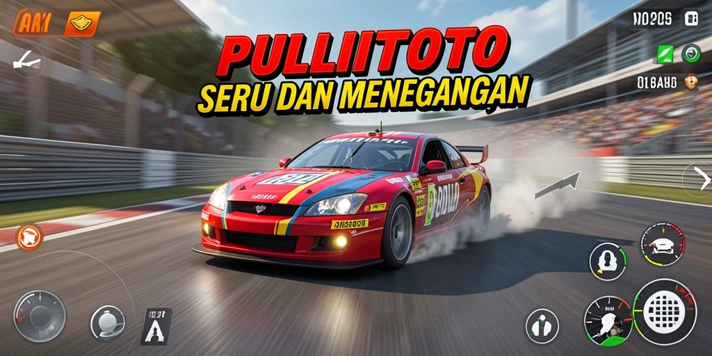 Tampilan mendebarkan dari balapan di PULITOTO dengan mobil yang melaju kencang.