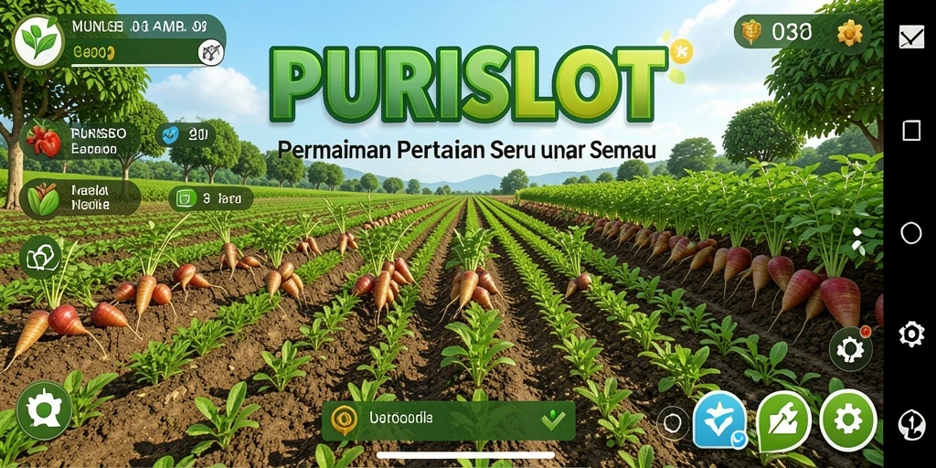 Tangkapan layar gameplay PURISLOT dengan aktivitas pertanian yang seru.