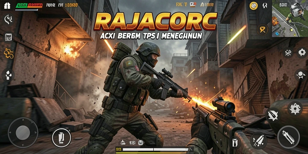 Screenshot gameplay RAJACORC menampilkan aksi menegangkan dalam pertempuran TPS.