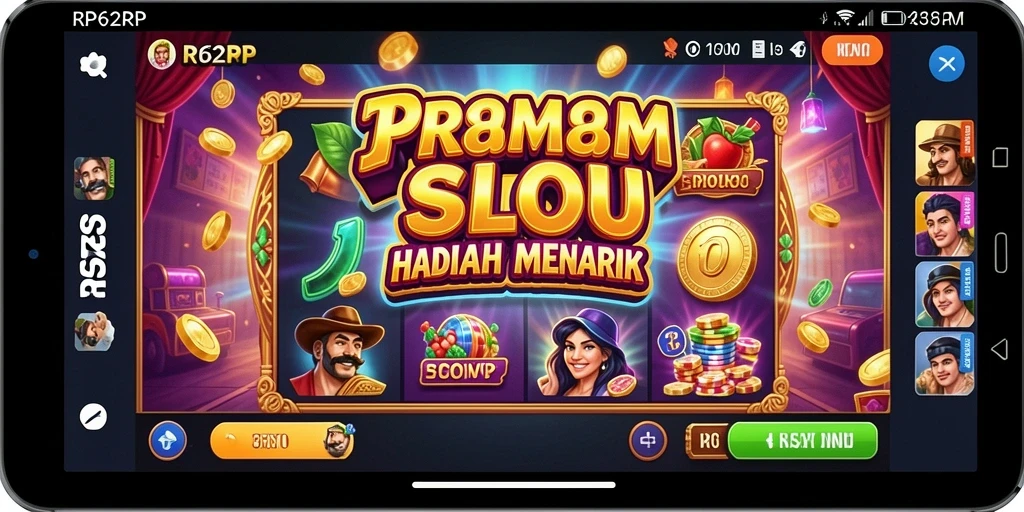 Screenshot menunjukkan gameplay seru di RP62RP dengan banyak simbol menarik.