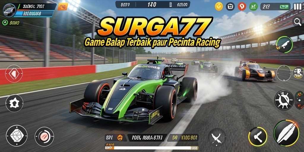 Tampilan gameplay balapan yang mendebarkan dan penuh aksi.